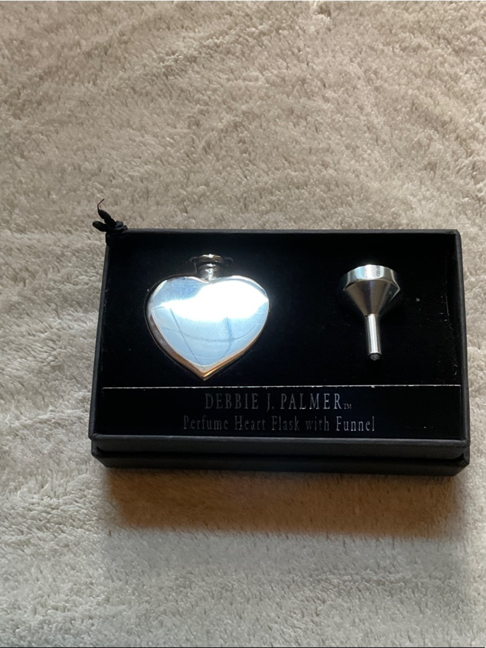Debbie J. Palmer Silver Heart Perfume Flask with Funnel